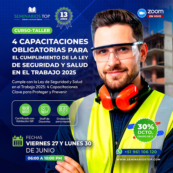 4 capacitaciones obligatorias de seguridad y salud laboral - Ley 29783